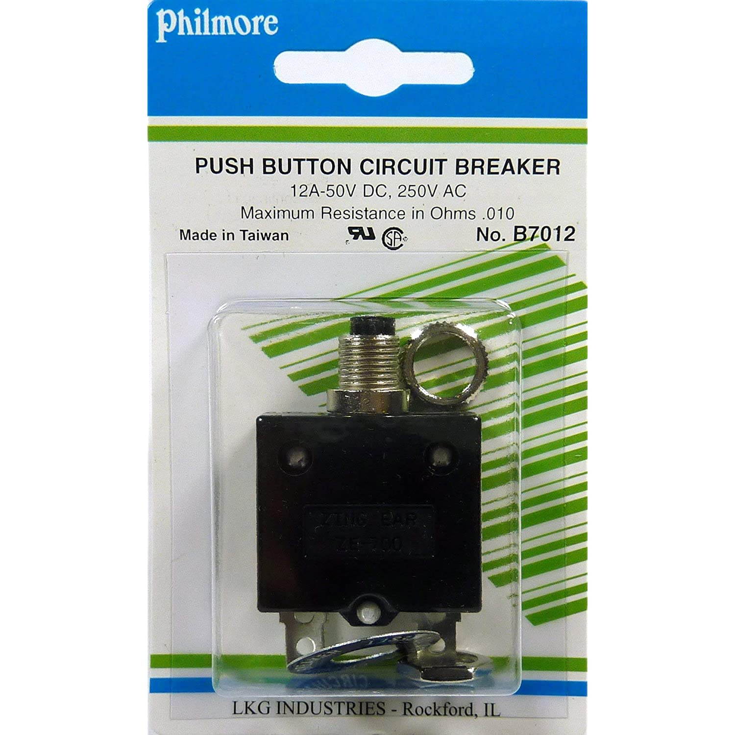 12 AMP 50VDC, 250VAC CIRCUIT BREAKER