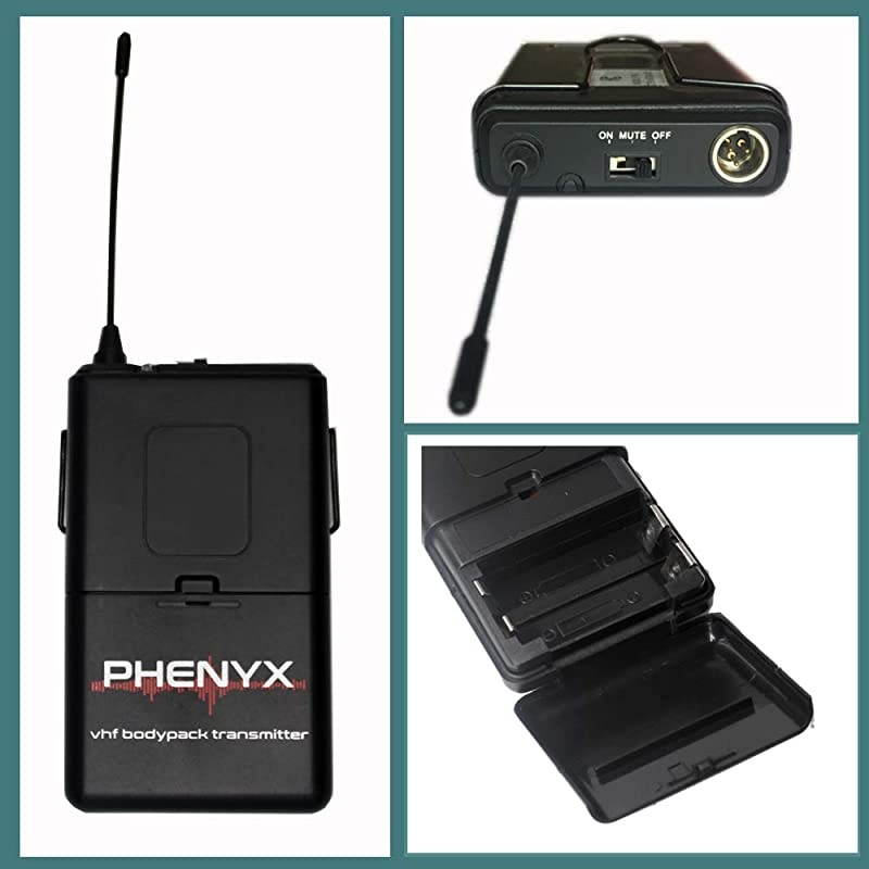 Wireless Bodypack Transmitter Compatible with Receiver PTV-2000, Channel D (Black)