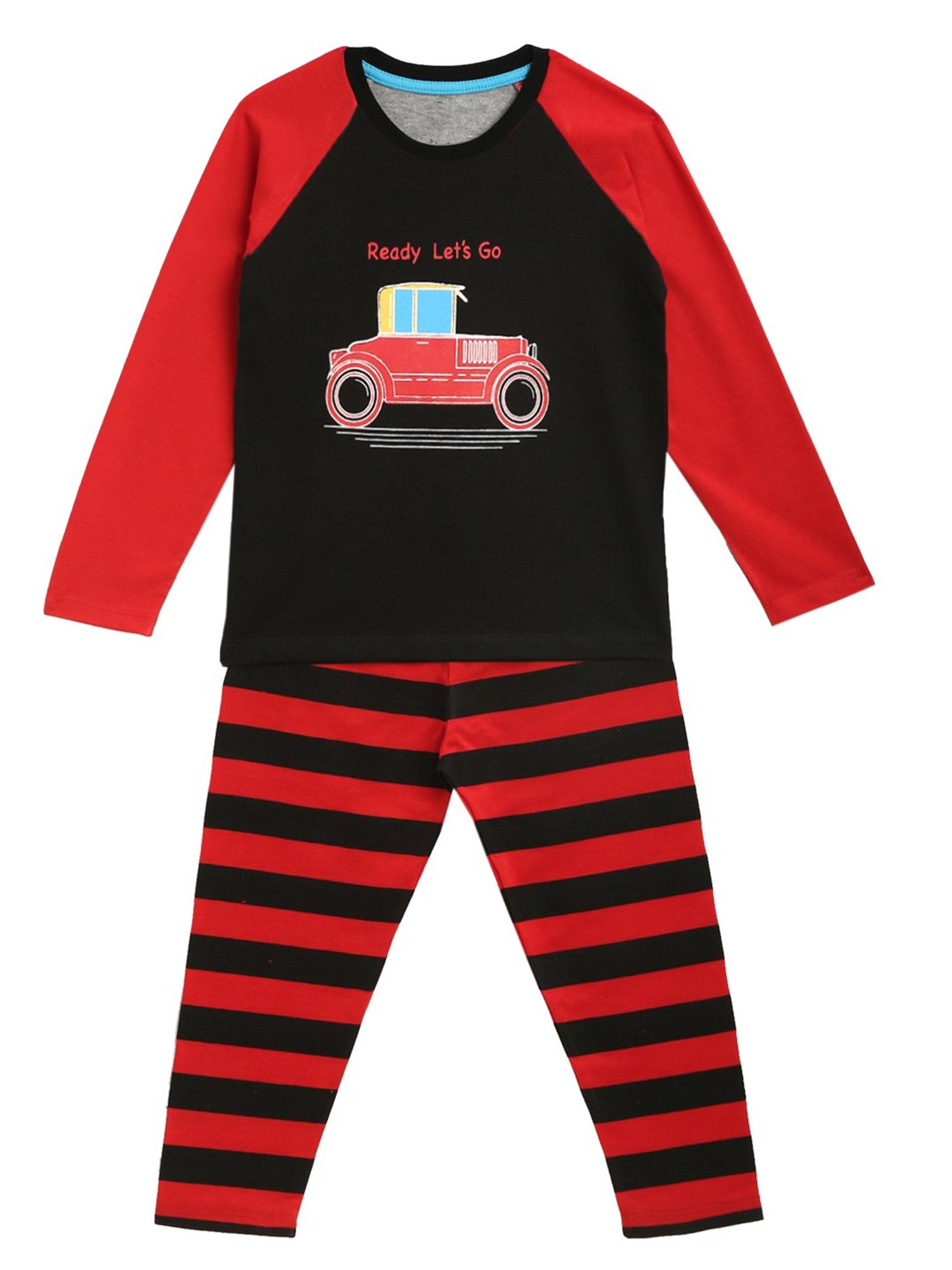 Kids Craft Black & Red Printed T-Shirt with Pyjamas