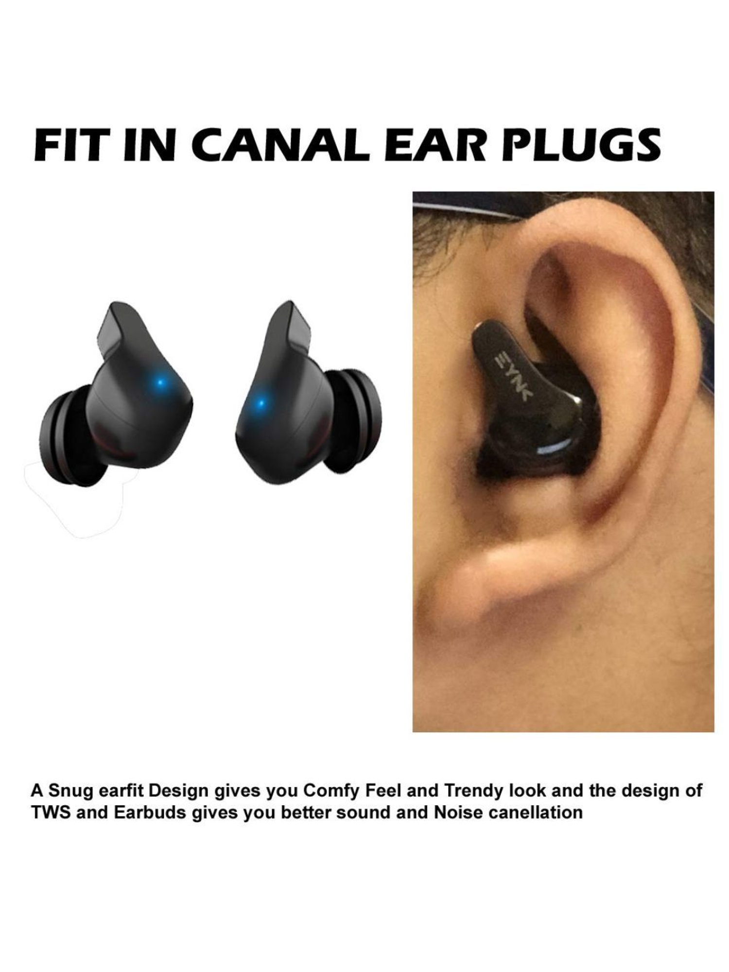 Eynk Airzip M1 True Wireless Tws, Bluetooth 5.0 (Black/Red)