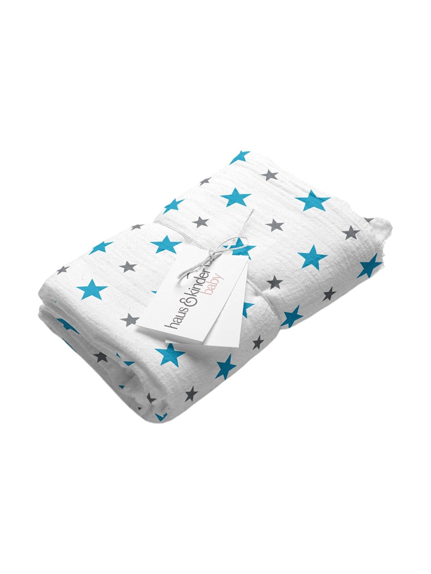 Haus & Kinder Printed White 40 TC Cotton New Born Swaddle Wrap - Set of 5