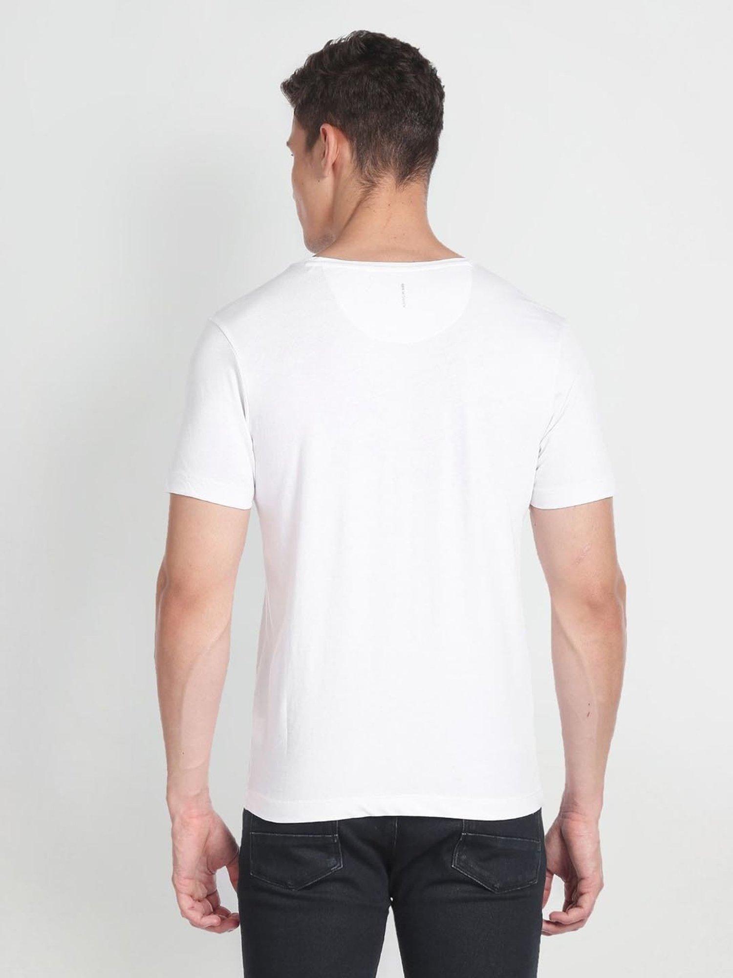 Arrow New York White Cotton Regular Fit Printed T-Shirt