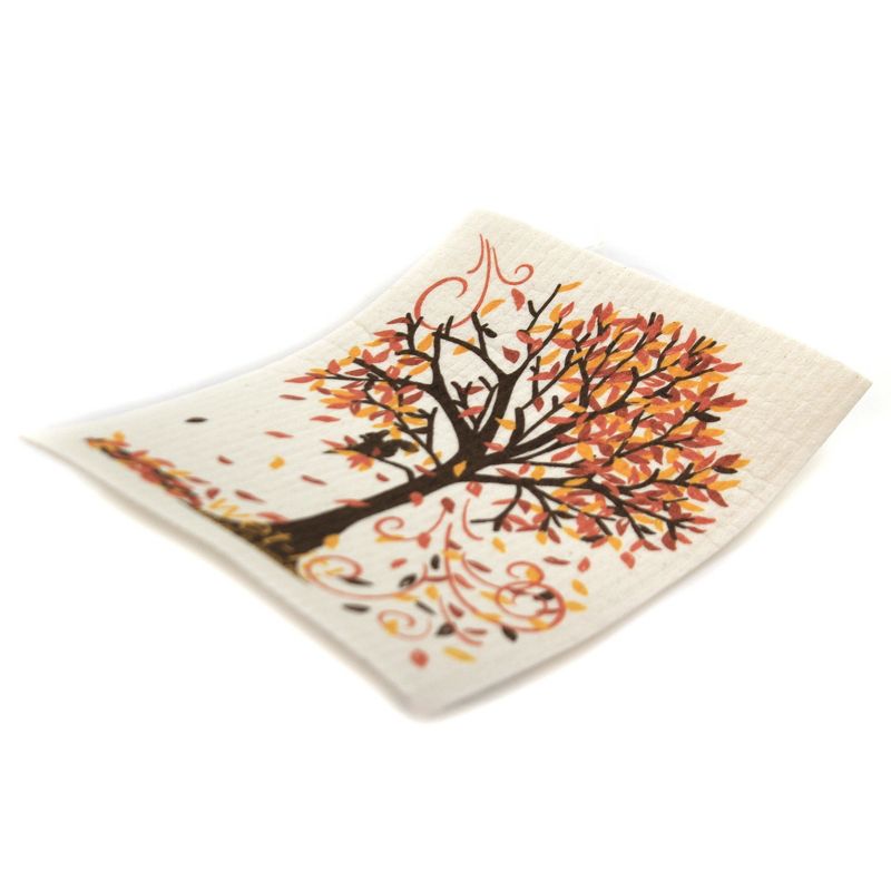 Swedish Dish Cloth 7.75" Fall Tree Absorbent Cleaning Cloth Squirrel  -  Dish Cloth