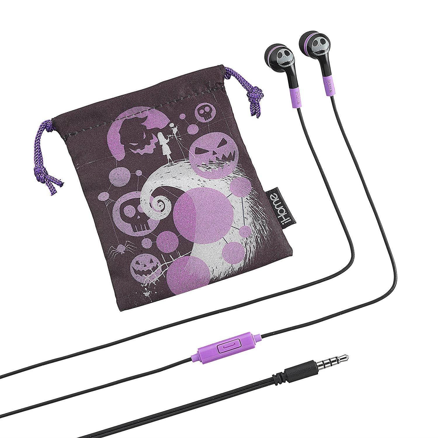 Nightmare Before Christmas Noise Isolating Earbuds with Built in Microphone and Pouch