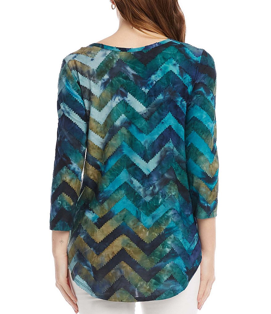 Karen Kane Tie-Dye Chevron Burnout Shirttail Tee