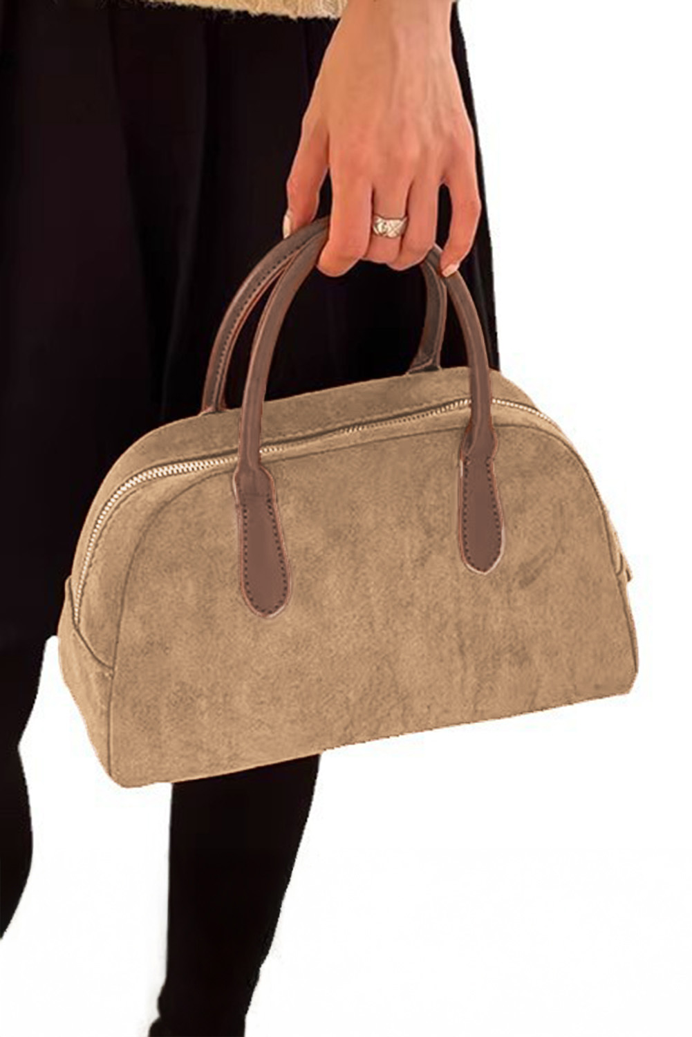 Black Colorblock Bowknot Pattern Knitted Tote Bag