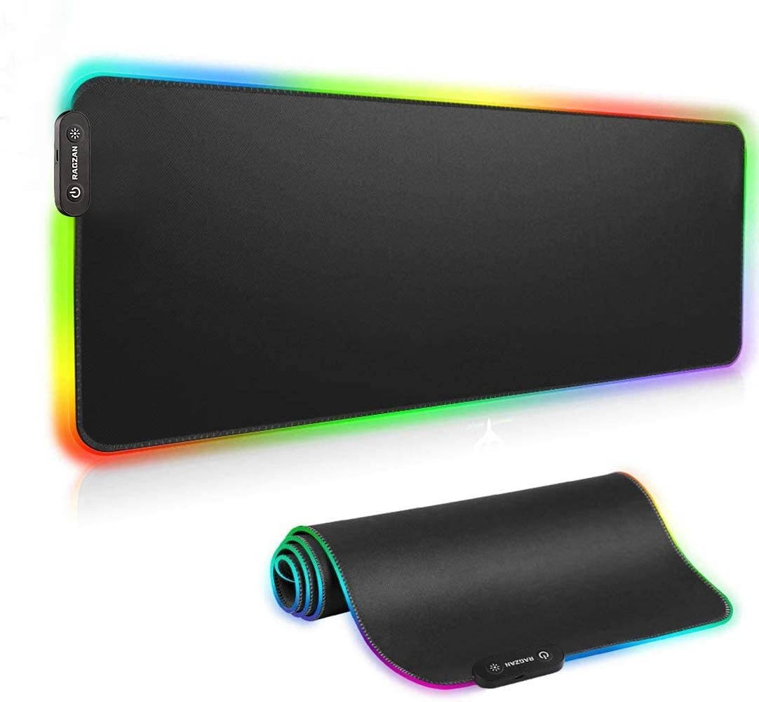 RAGZAN Large RGB Gaming Mouse Pad Led Extended XXL Soft Mousepad with 14 Lighting Mode Anti-Slip Rubber Base Computer Key Board Mouse Mat for PC Gamer/Laptop Gamer/Officer( 31.5&times11.8 inches)