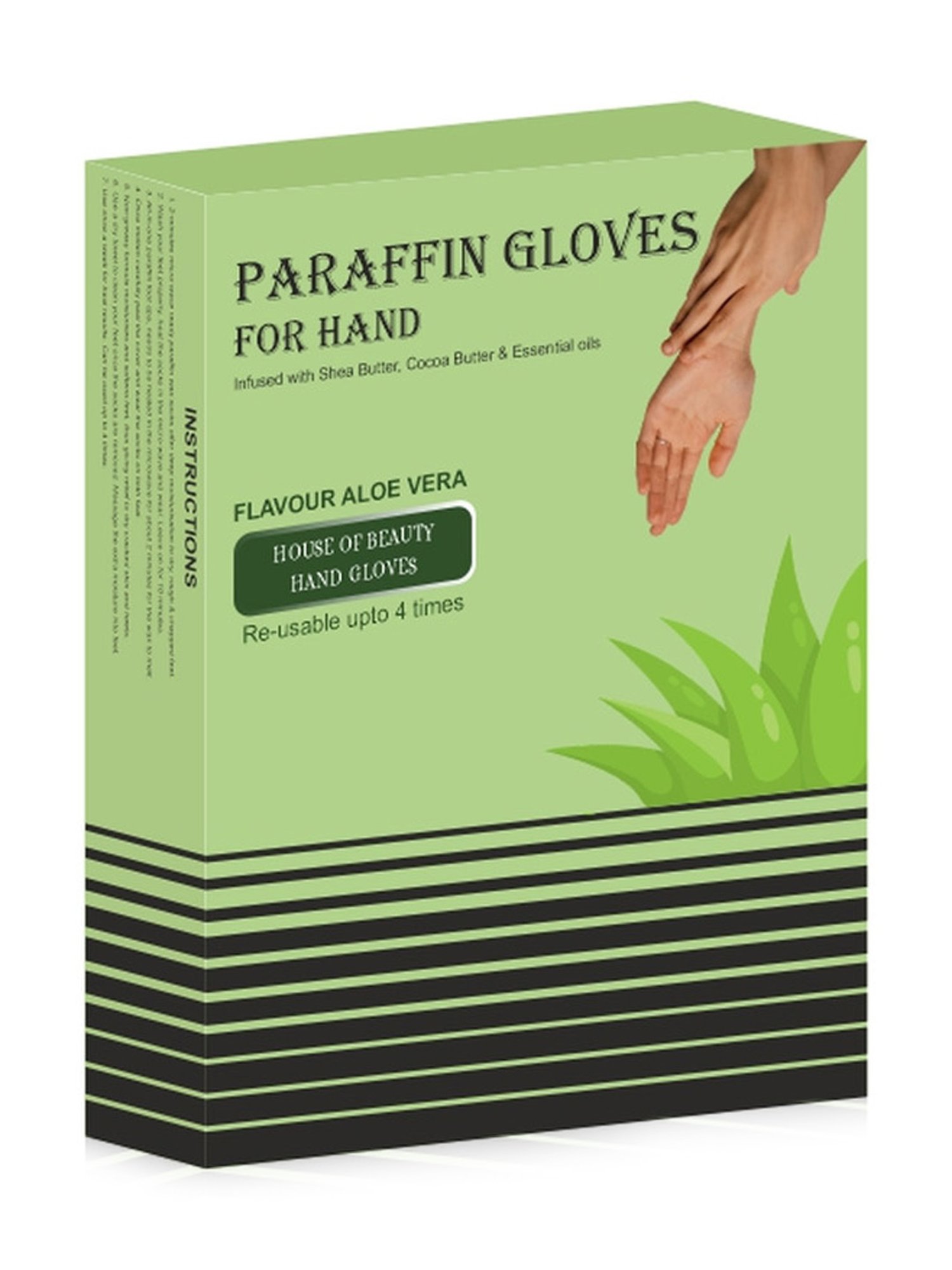 House of Beauty Aloe Vera Paraffin Hand Gloves - 1 Pair - 4 Times Reusable - 225 gm
