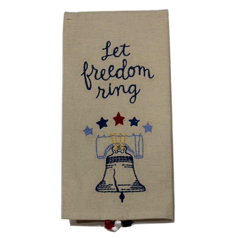Tabletop 26.0" Liberty Bell Dish Towel Freedom Stars American Primitives By Kathy  -  Kitchen Towel