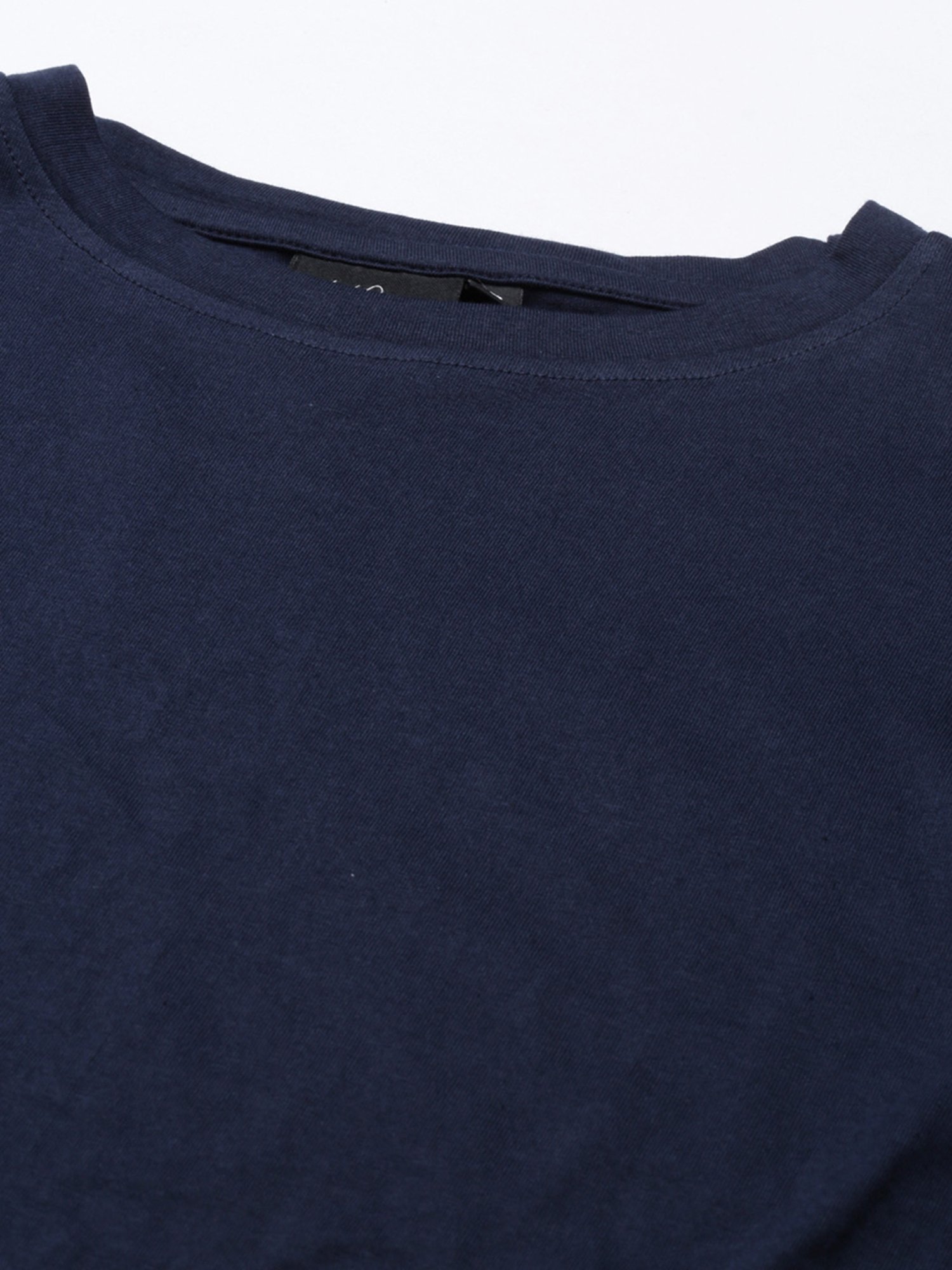 Kryptic Navy Cotton Relaxed Fit Crop T-Shirt (Pack Of 2)