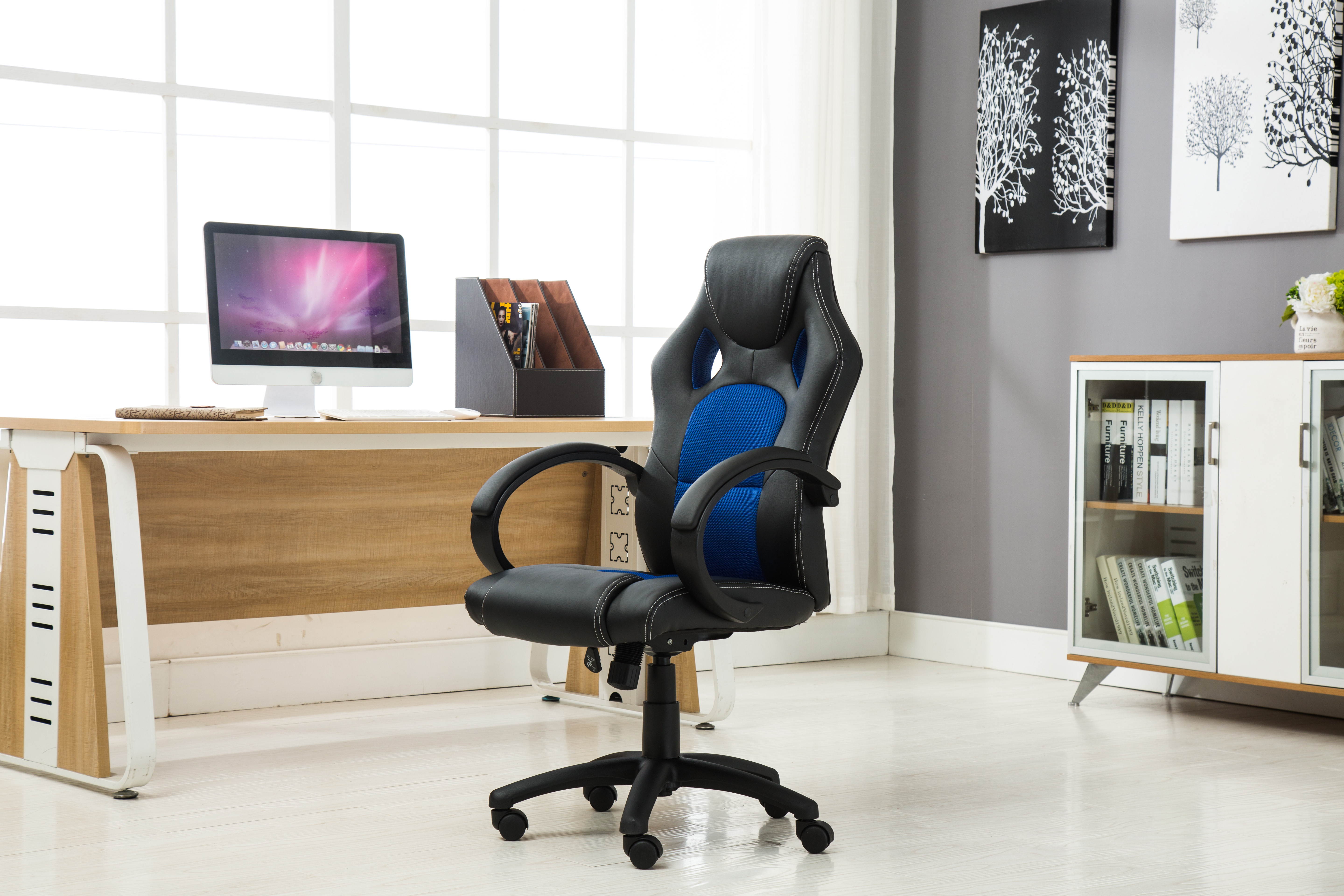 BTEXPERT&reg; Executive High back Leather Office Desk Racing Gaming Chair - Blue