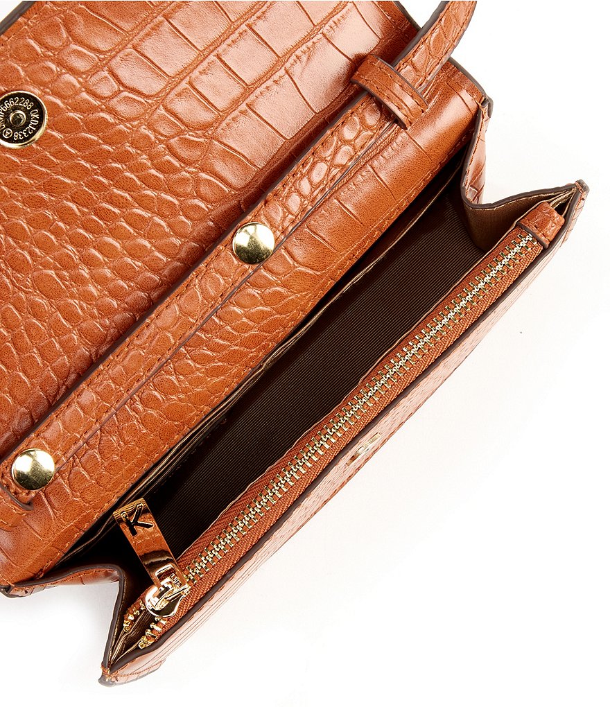 Kate Landry Croco Flap Crossbody Bag