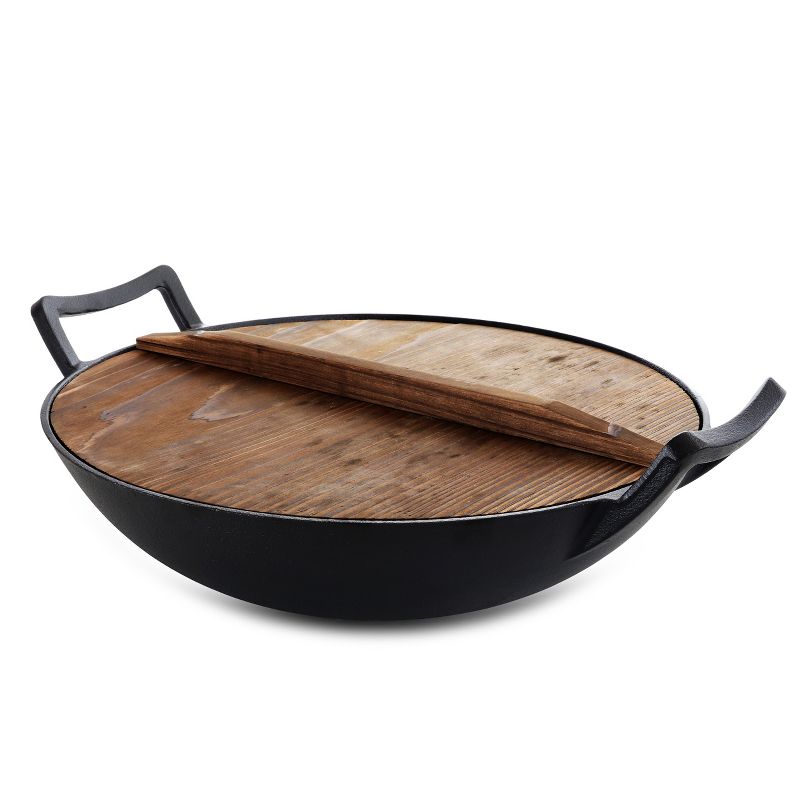 Victoria Cast Iron Wok with Stability Base 14" Black