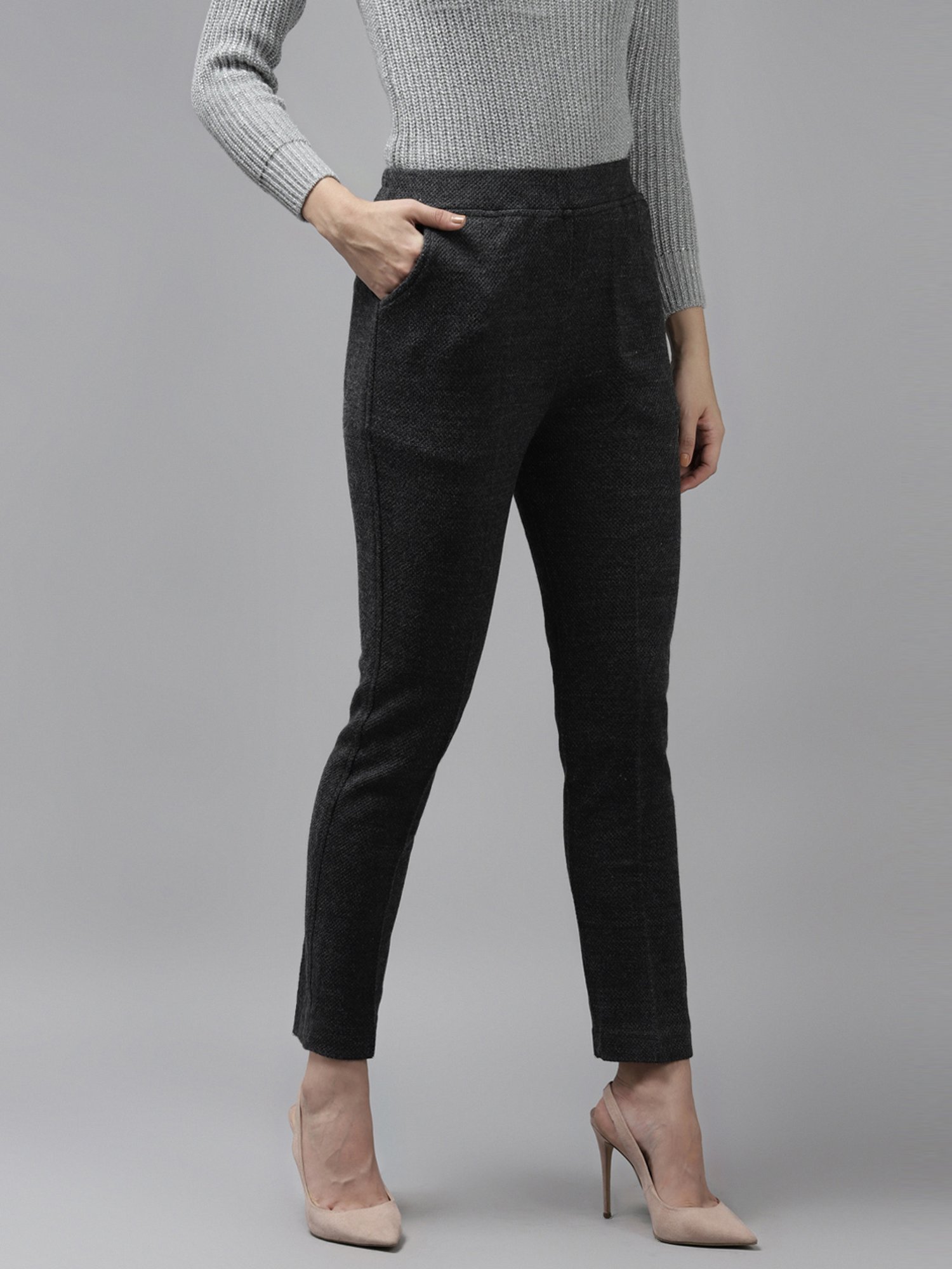Cayman Grey Mid Rise Trousers