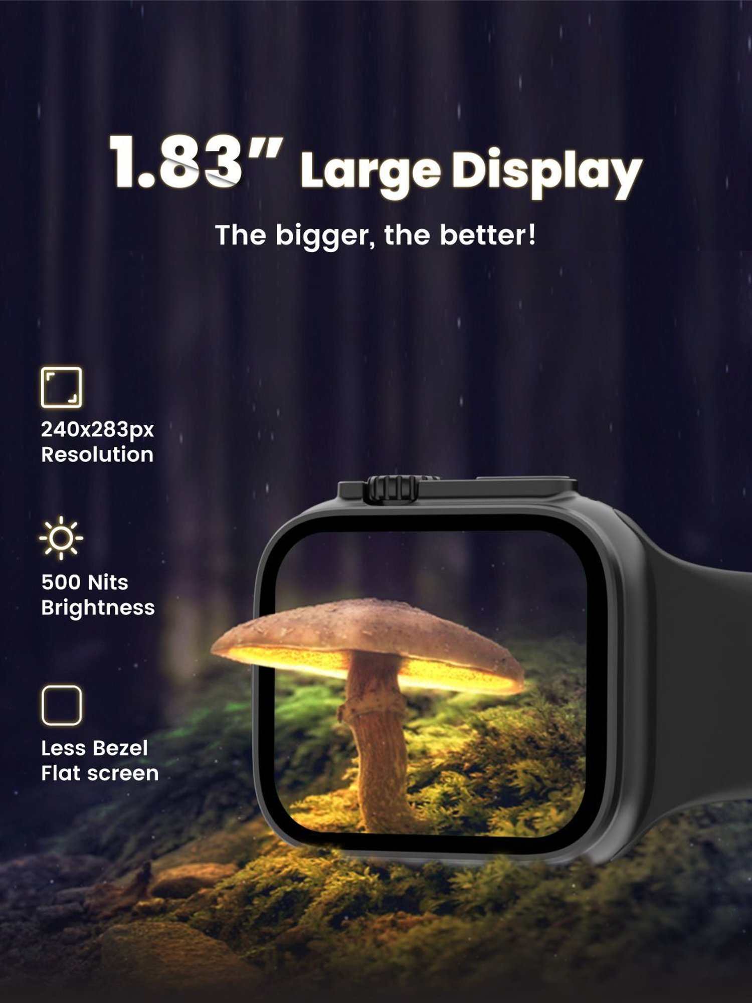 Hammer Pulse X 1.83 inch Rectangular Shape Bluetooth Calling Smartwatch (Black)