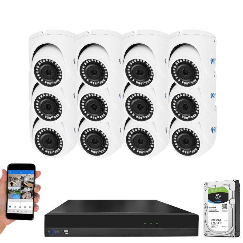 GW Security 4K 8 Channel NVR Security Camera System with 1TB HDD, 4 x 4K IP PoE 8MP Turret cameras, 100-Degrees Wide-angle, 100FT Night Vision