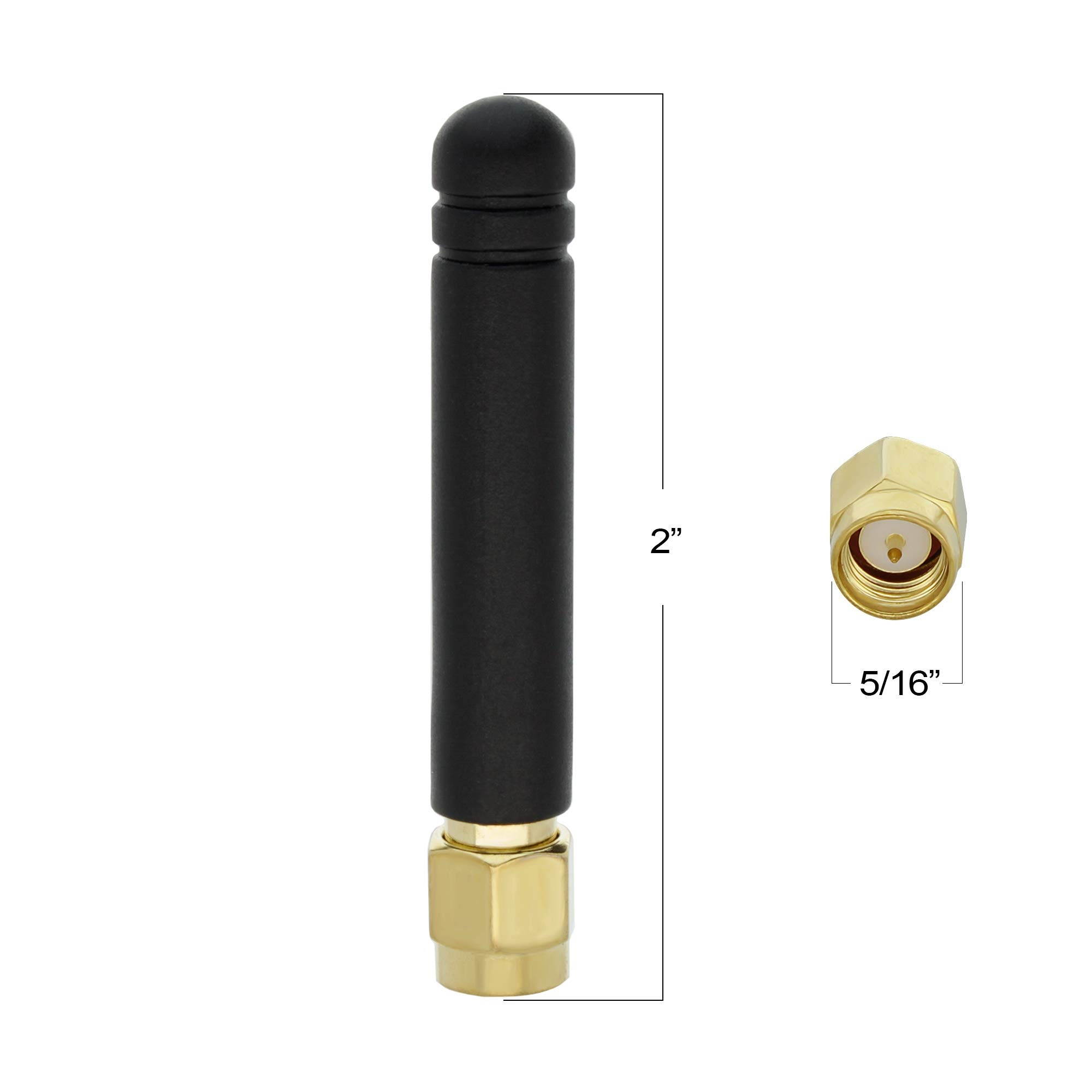 Shopcorp GSM Omni Directional Thumb Antenna with SMA Male Straight Connector &ndash; CDMA and WCDMA, 2.5 dBi Gain and 850-2100/2400 MHz (2 Pack)