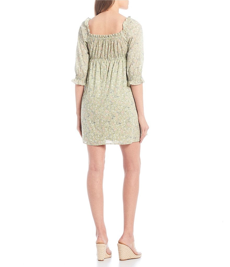 Love & Piece Short-Sleeve Chambray Babydoll Dress