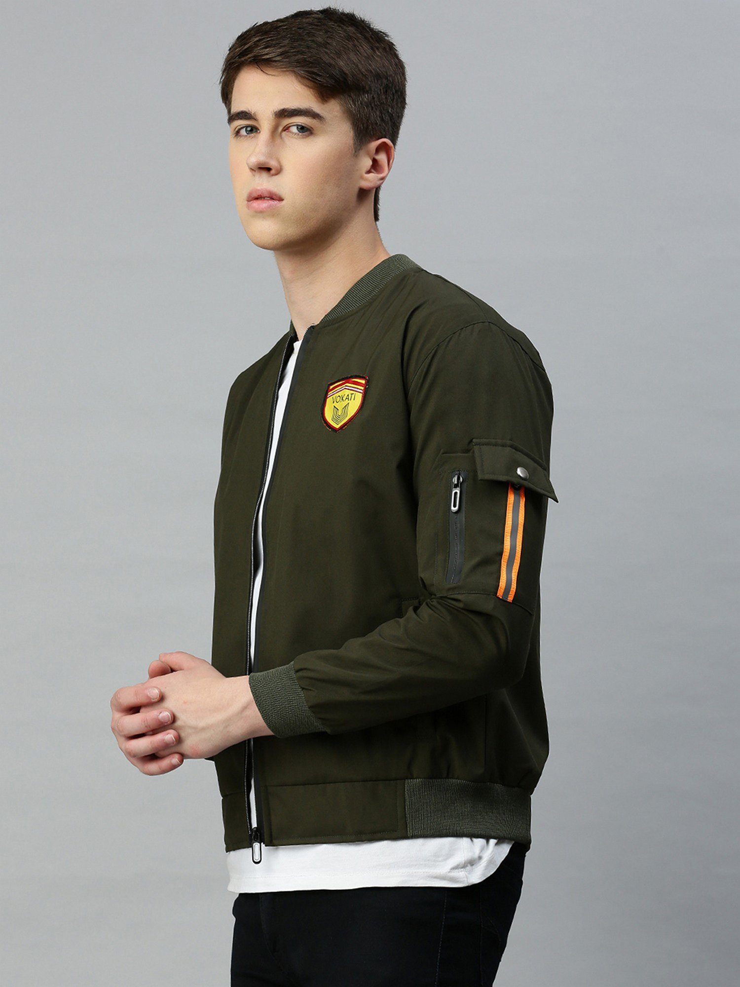 VOXATI Green Regular Fit Bomber Jacket