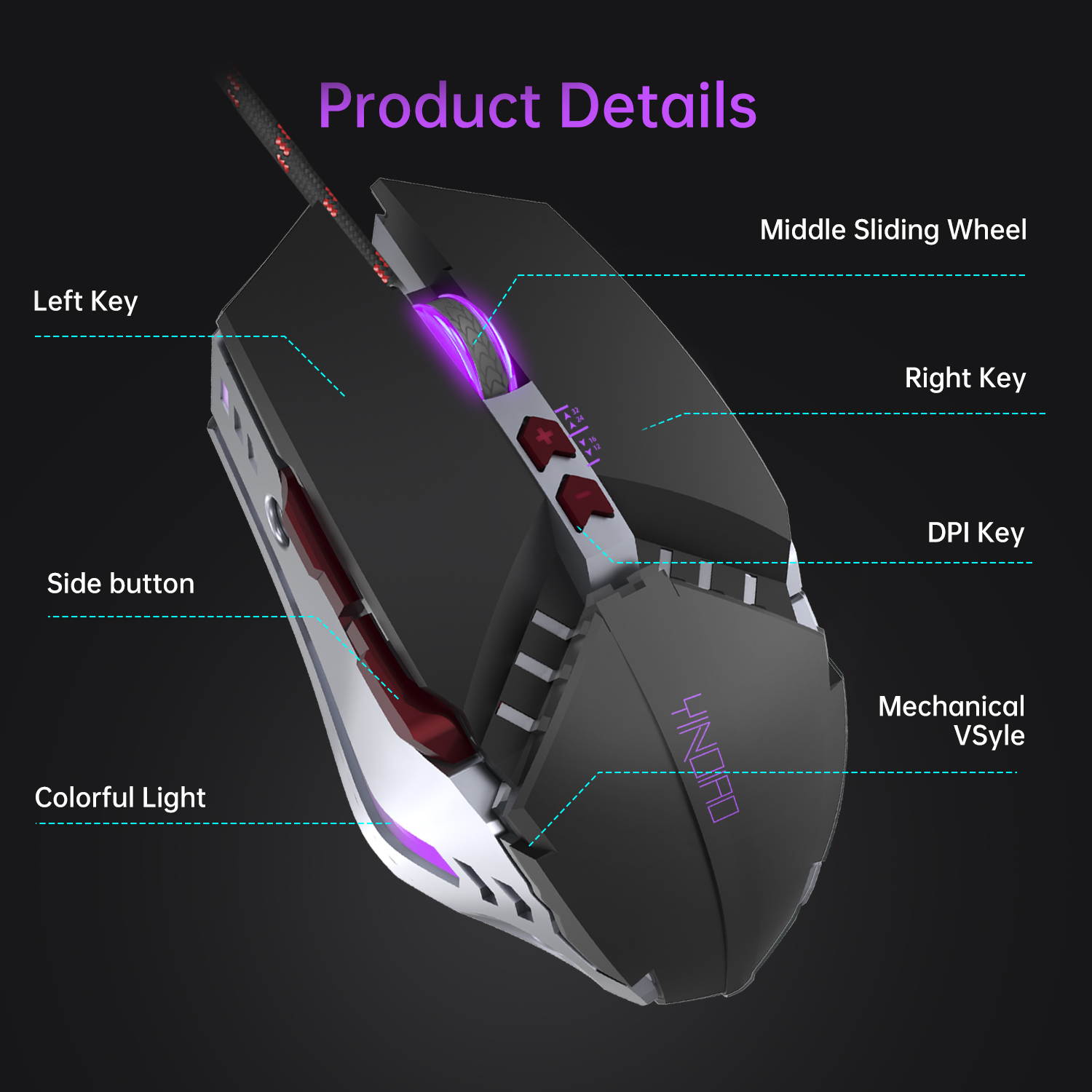 Donwell 7-Buttons Gaming Mouse USB Wired LED Breathing Fire Button 3200 DPI Laptop PC, Valentines Day gift, Gaming Mechanical Wired Mouse