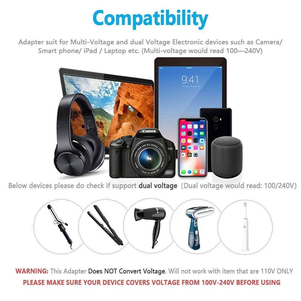 3 Prong to 2 Prong Adapter, TESSAN 3 Outlets with 2 USB Wall Charger, Multi Plug Outlet Extender Splitter, Travel Power Adapter Plug for US to Japan Canada Mexico Philippines - Type A