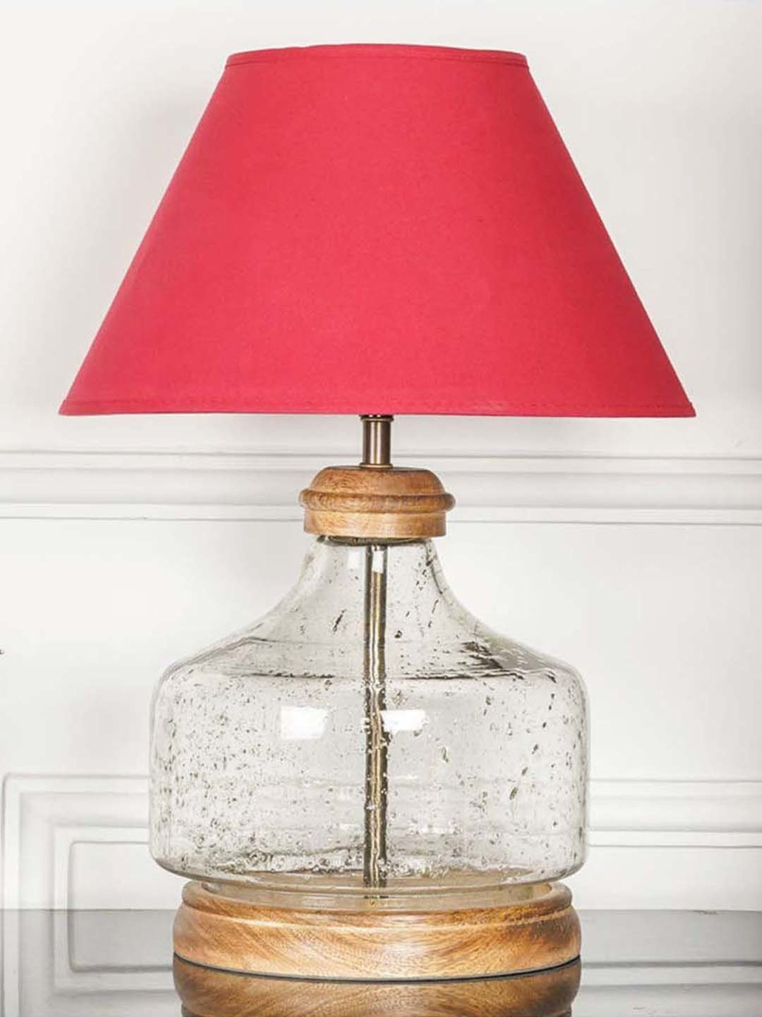 Kapoor Lamp Shades Clear & Brown Glass Tuscan Table Lamp With Cotton Shade