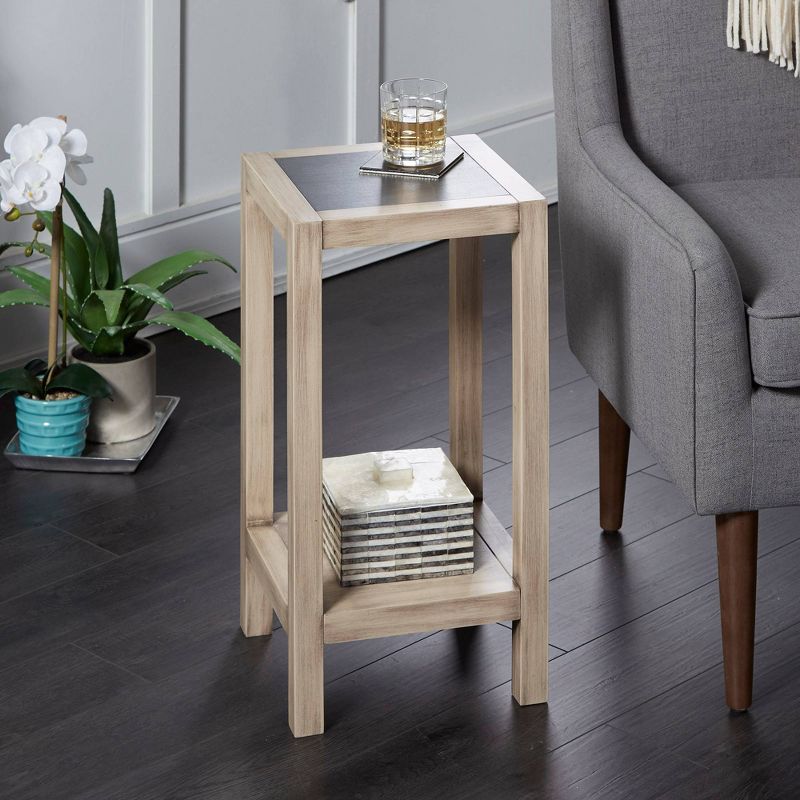 Wood Square Small Accent Table Gunmetal - Silverwood