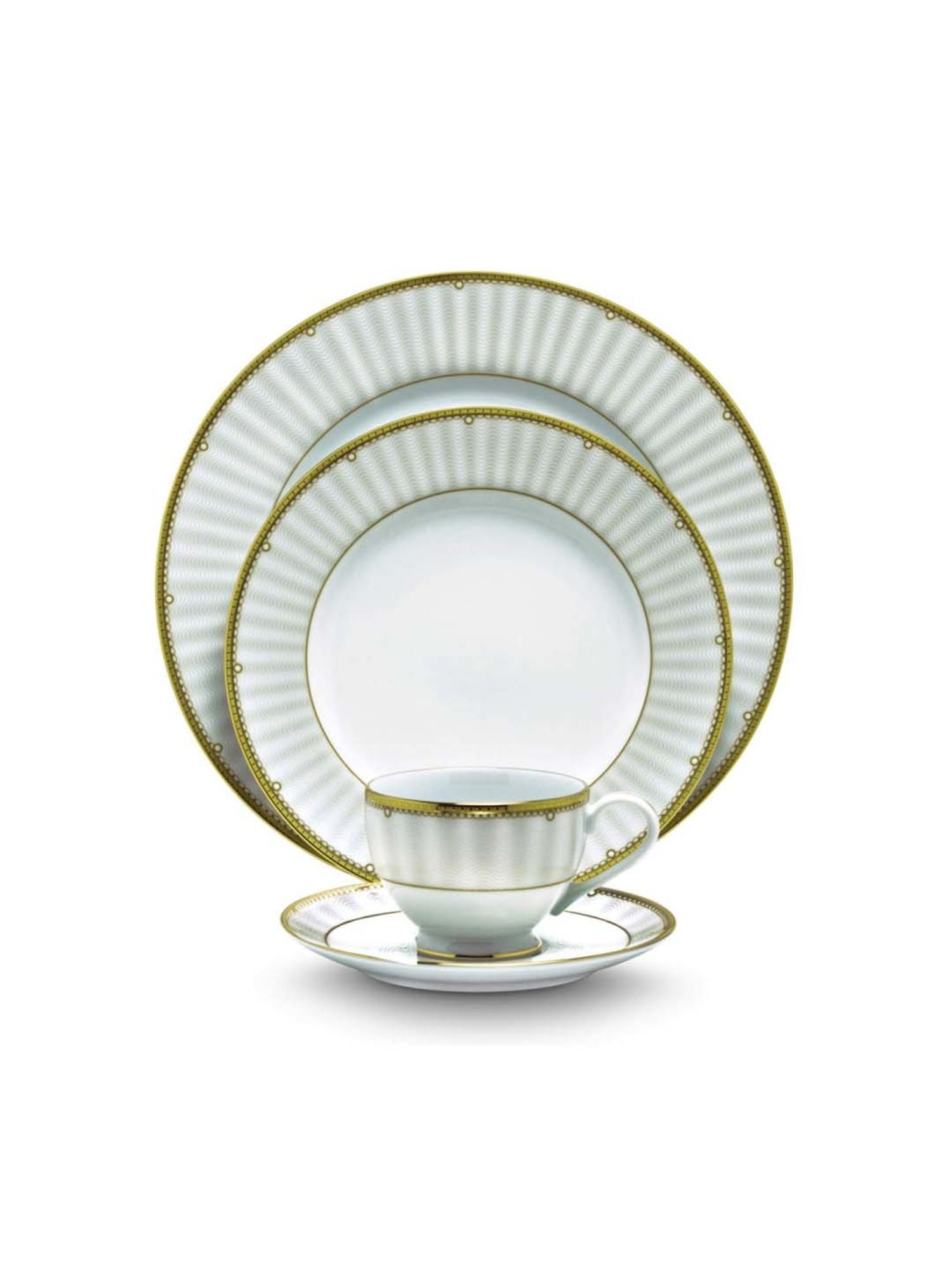 NORITAKE Monarch White & Grey Porcelain Dinner Set