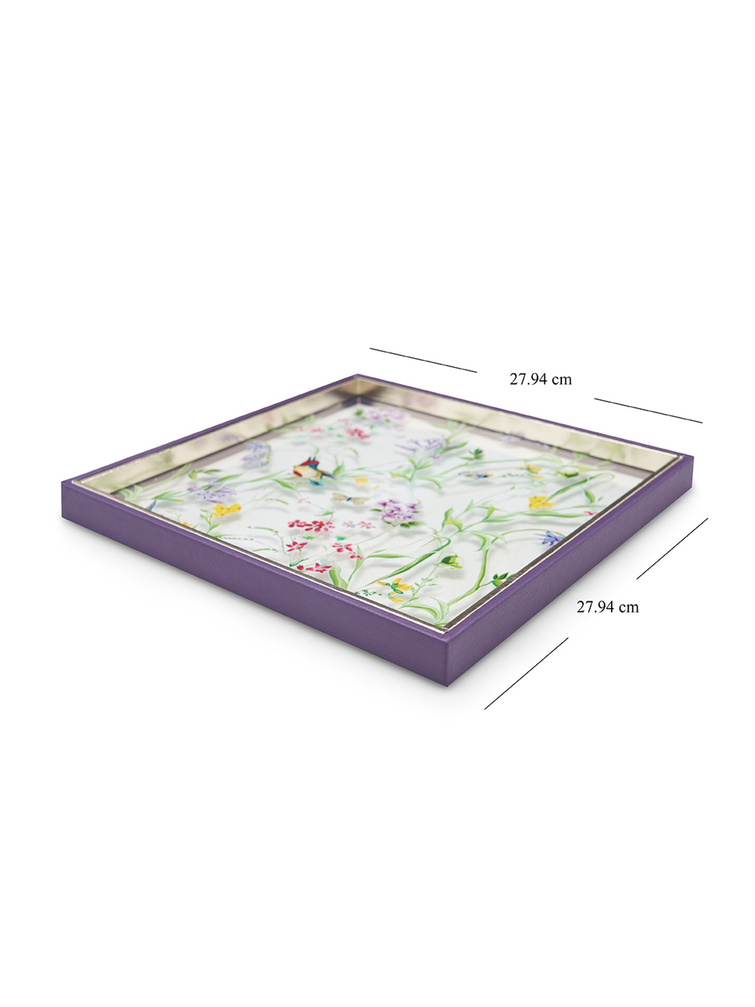 Pure Home and Living Purple Glass Printed Platters