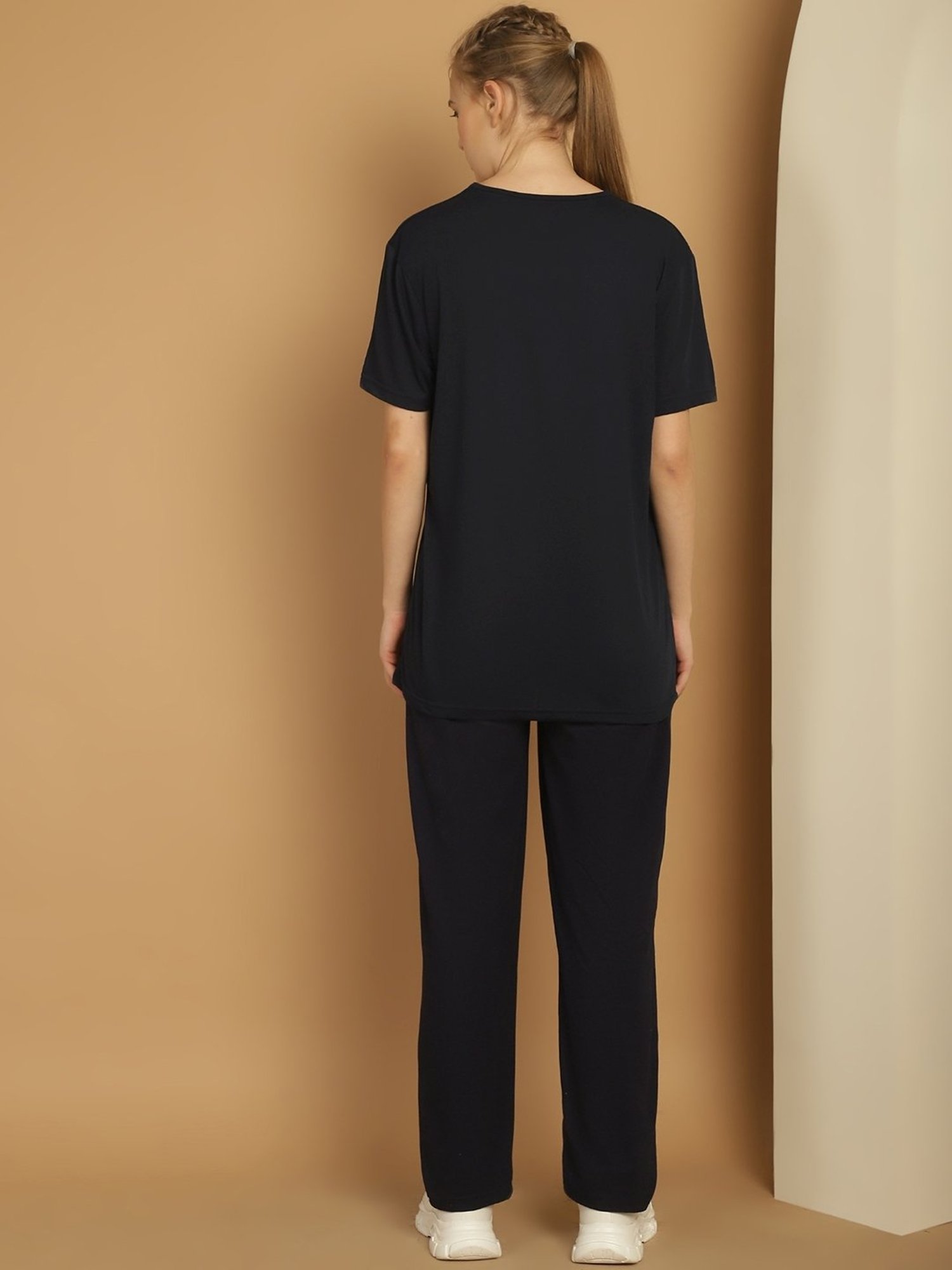 Vimal Jonney Black Cotton Printed T-Shirt & Track Pants Set