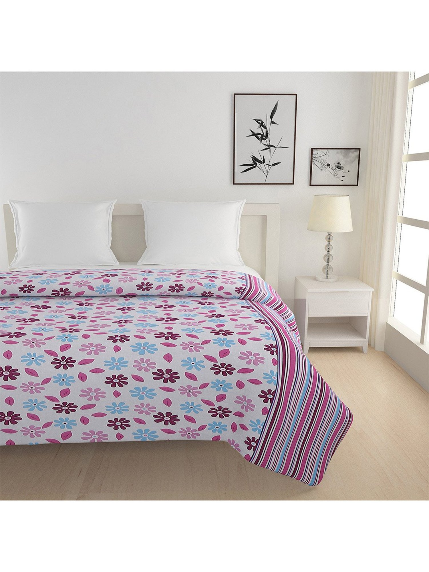 Swayam Vedic Brown & Pink Cotton 144 TC Double AC Comforter