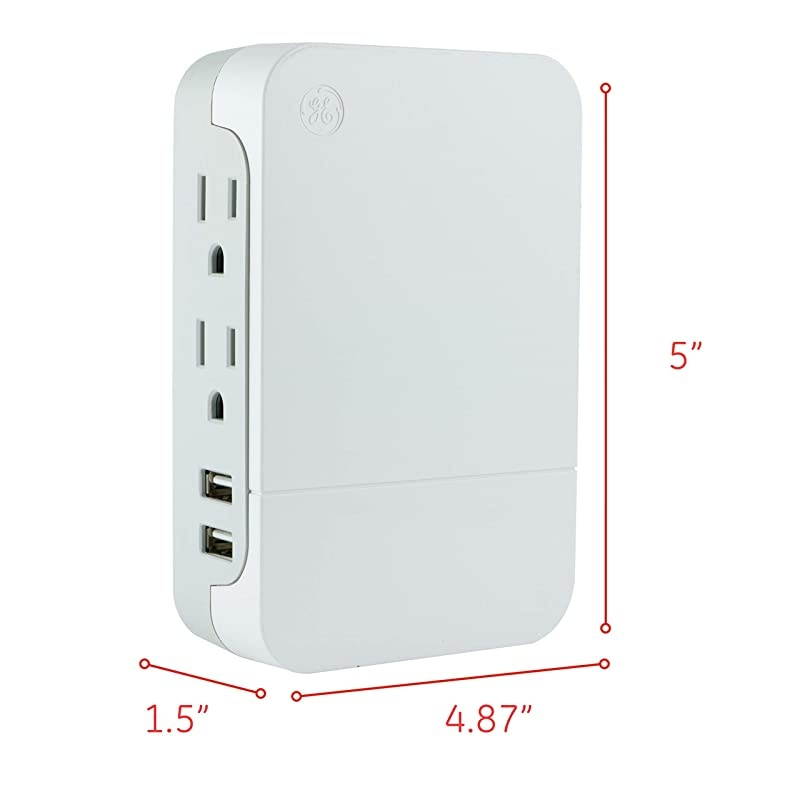 Pro 2-Outlet + 2 USB Side-Access Sur Protector, White, 2.4A/12W, 560 Joules, White, 31711