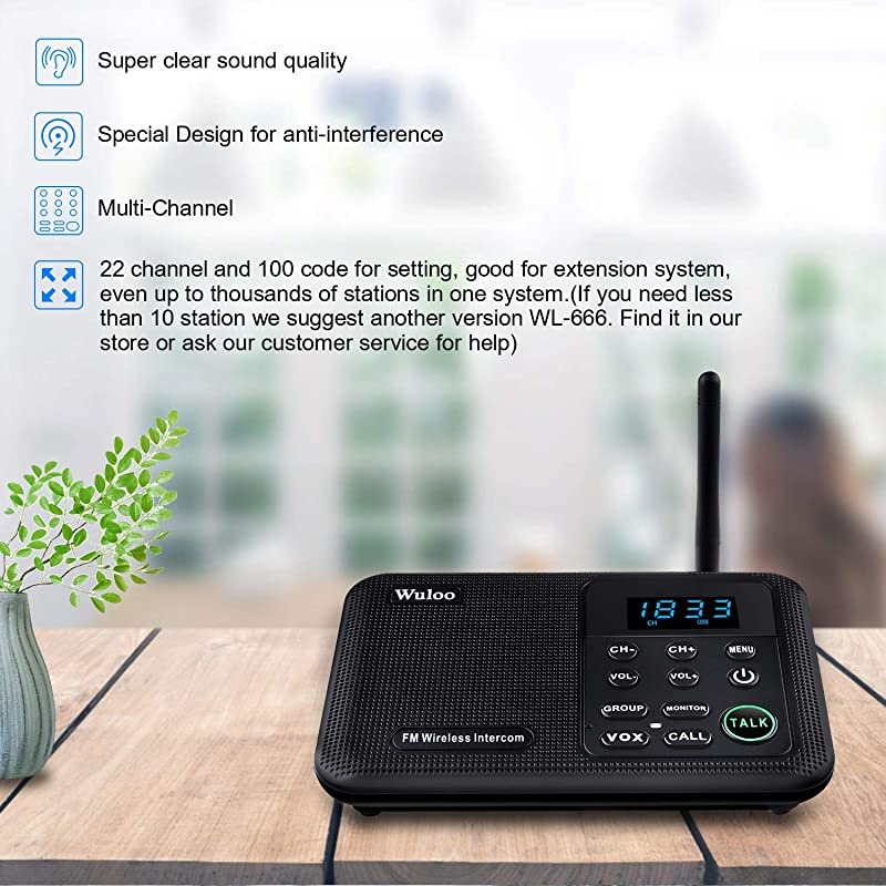 Intercoms Wireless for Home 1 Mile Range 22 Channel 100 Digital Code Display Screen Wireless Intercom System for Home House Business Office Room to Room Intercom Communication3Stations Black