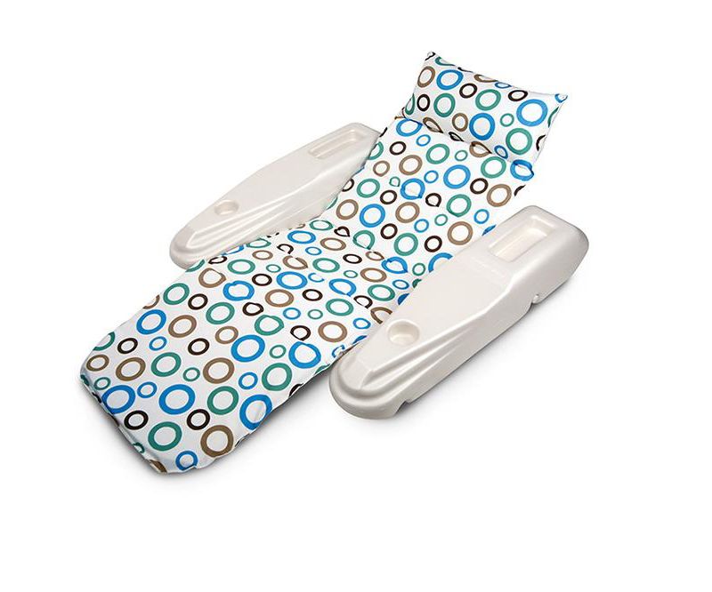 Swim Central 62" Rio Sun Mod Dots Adjustable Floating 1-Person Swimming Pool Chaise Lounge - White/Blue