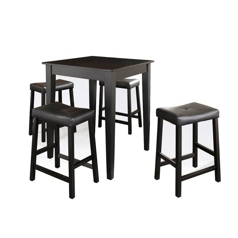 5pc Pub Dining Set with Upholstered Saddle Stools Black - Crosley