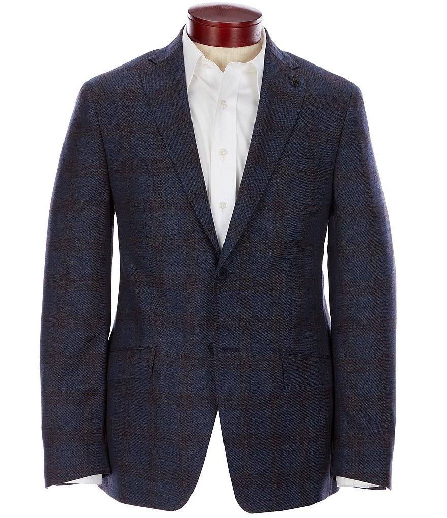 Psycho Bunny Slim Fit Navy Windowpane Wool Sportcoat