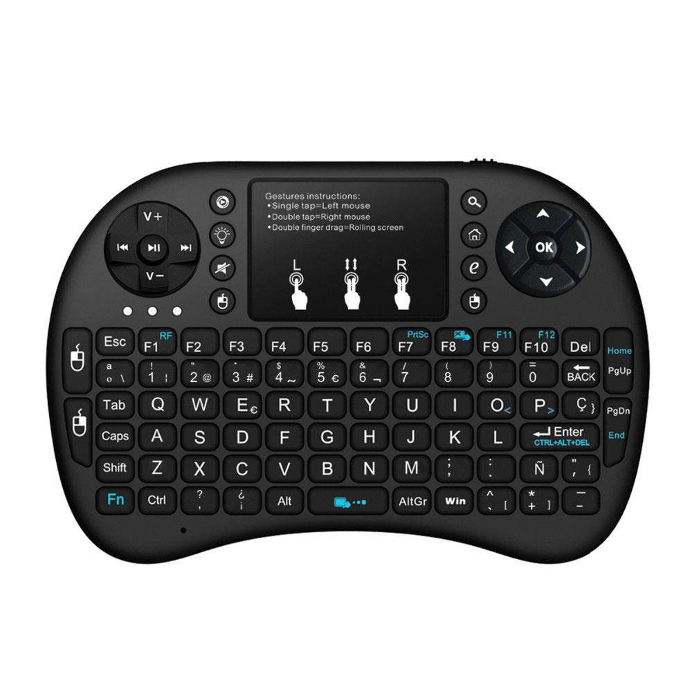i8  2.4GHz Mini Backlight Wireless Keyboard with Touchpad Black