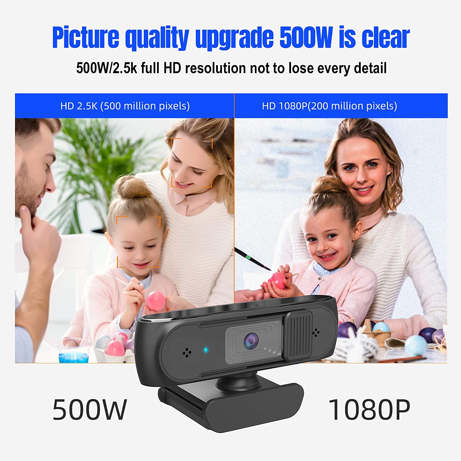 easyday Webcam with Microphone, 1080P HD USB Computer Camera with Privacy Shutter&Webcam Tripod, Streaming Webcam with Flexible Rotable Wide Angle Webcam for PC Zoom Video/Gaming/Laptop