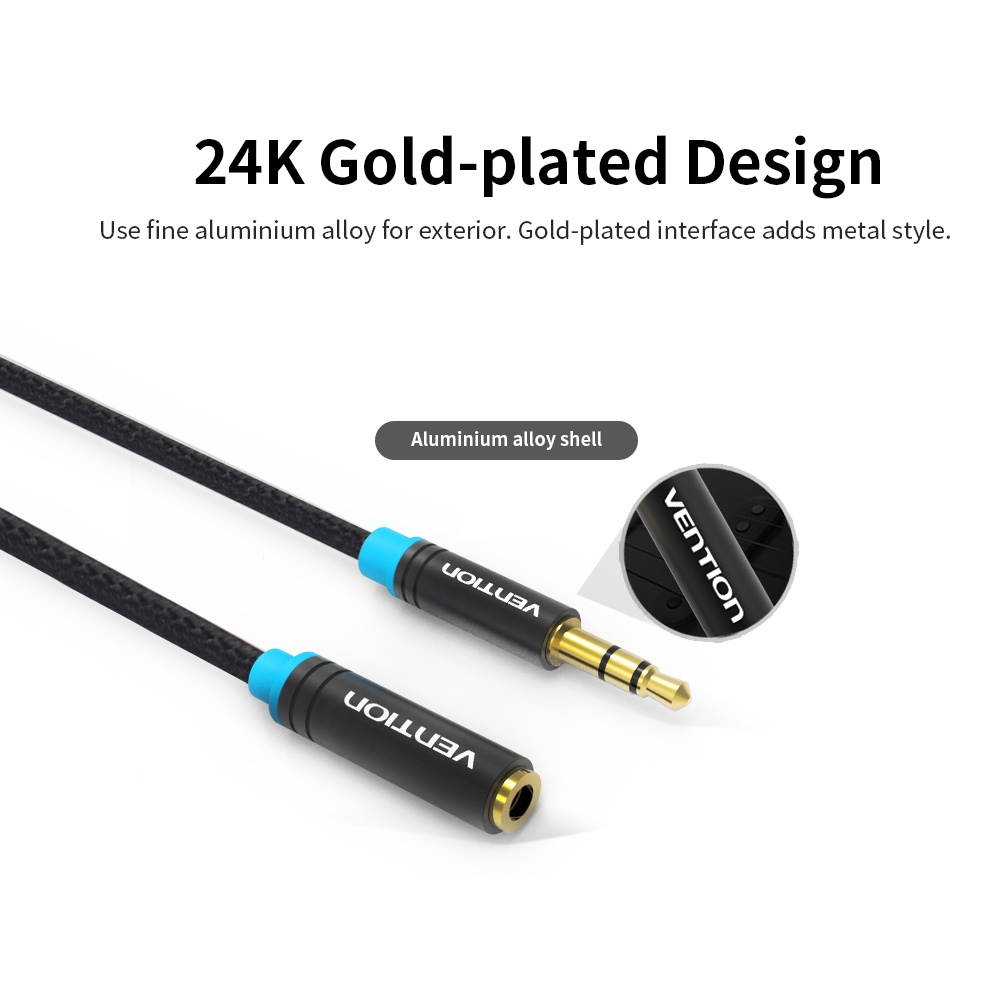 VENTION 3.5mm Audio Extension Cable Stereo Male to Female Audio Adapter AUX Cable for Car Smartphone PC MP3 2m/6.56ft(Black)