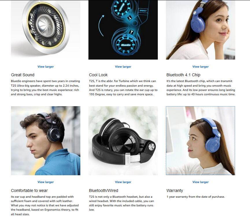 Bluedio T2s Turbine Bluetooth Wireless Stereo Headphones with Microphone 57mm Drivers Rotary Folding(Red)