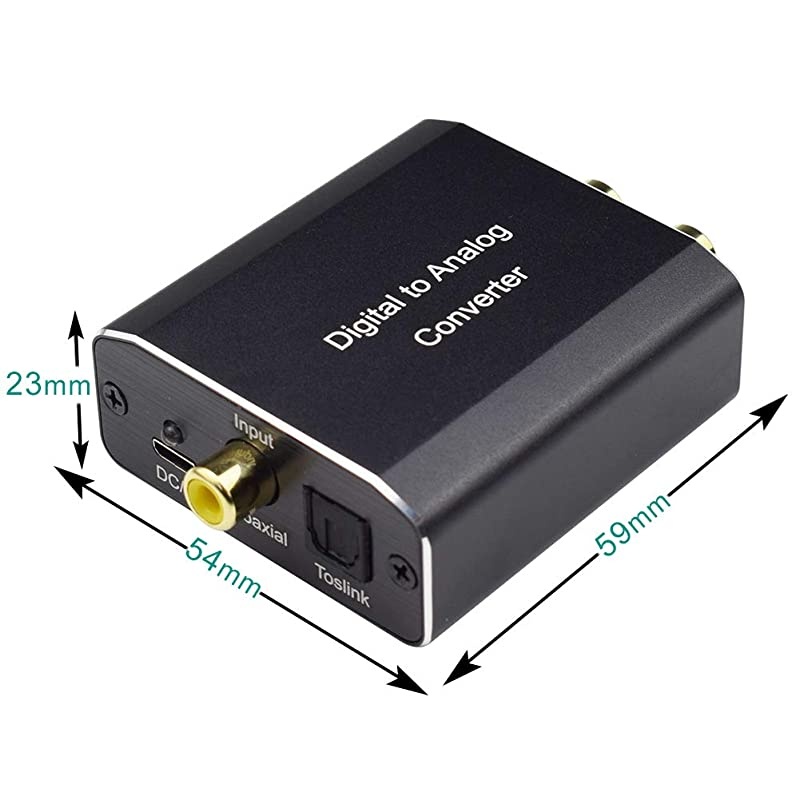 192KHz Digital to Analog Converter  Aluminum Audio DAC Optical Toslink SPDIF or Coaxial to Stereo RL and 35 mm Jack Support Dual Ports Output Simultaneously Compatible with PS4 TV Set TV Bo
