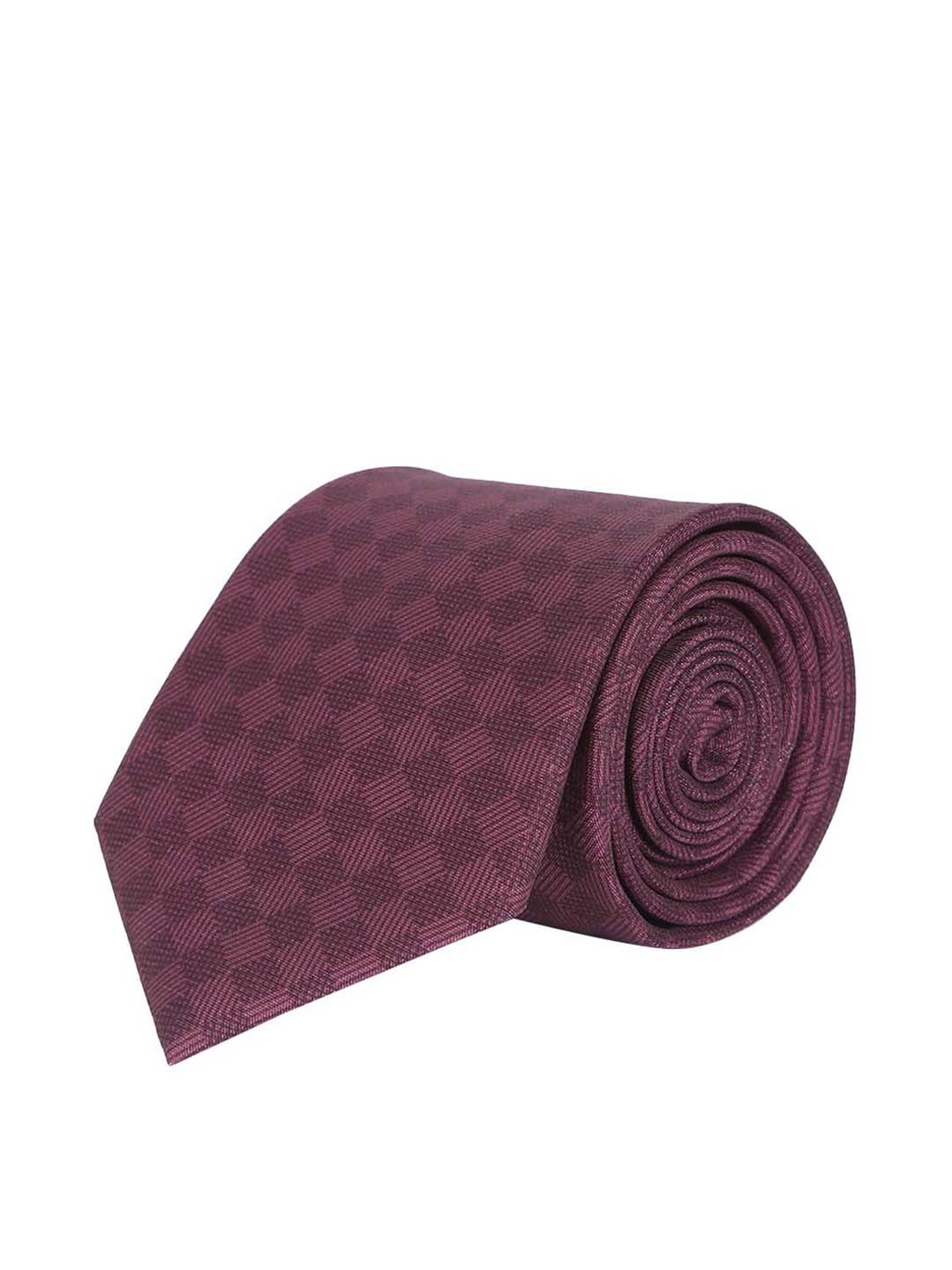 Tossido Maroon Woven Necktie With Pocket Square and Cufflinks