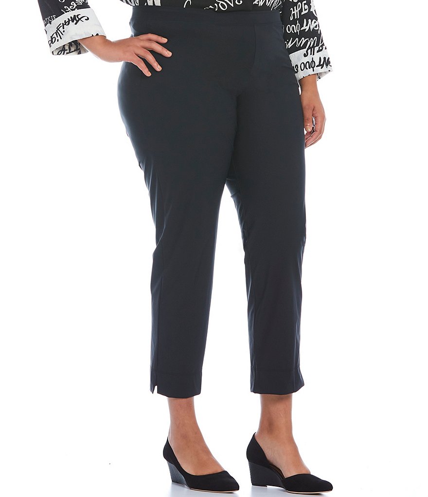 IC Collection Plus Size Stretch Woven Slim-Leg Pull-On Ankle Pants