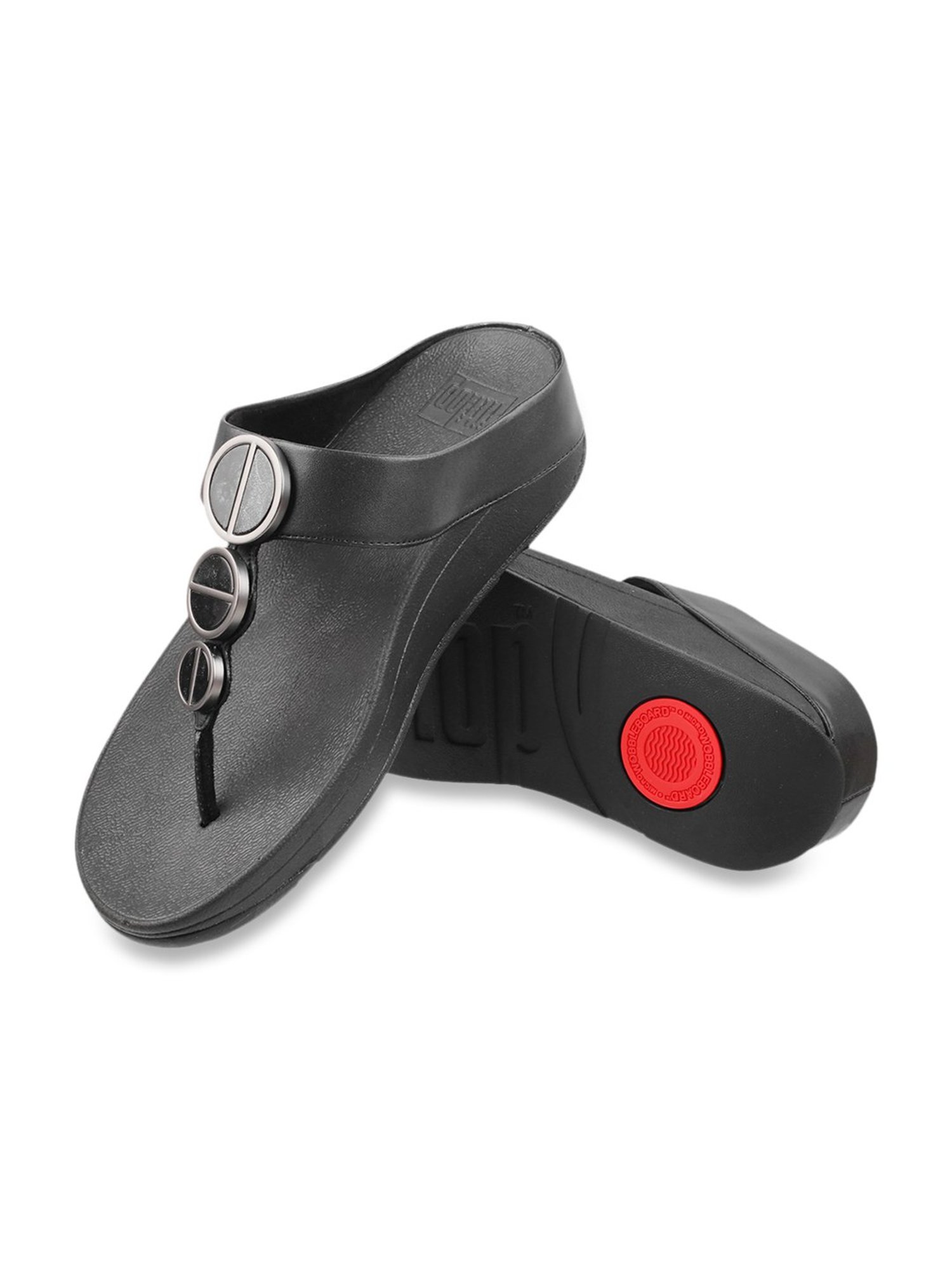 FitFlop Women's Black Thong Wedges