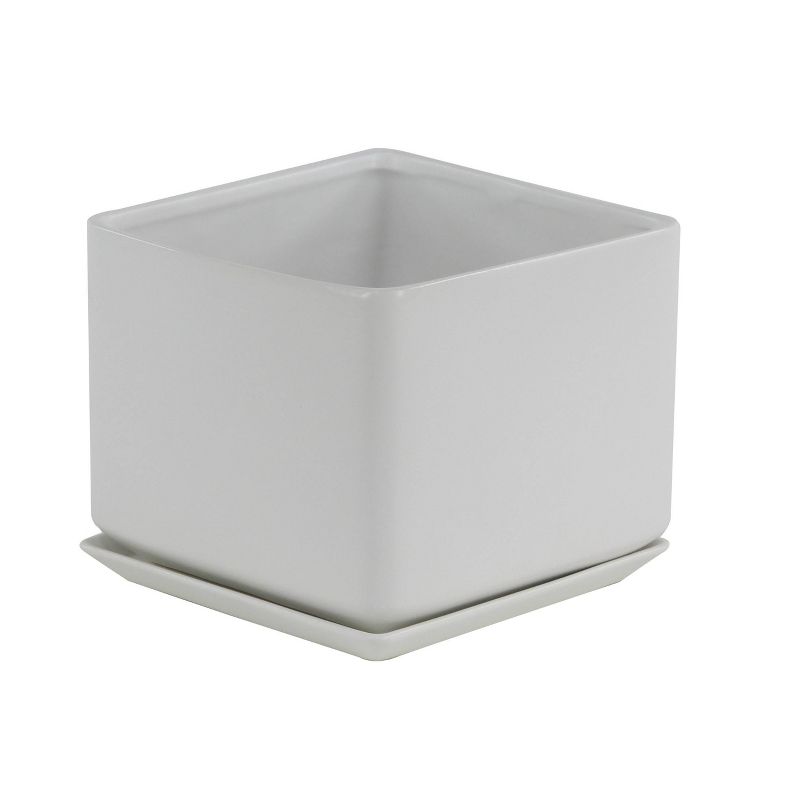 The HC Companies Cascade 13 Inch Round 23 Inch Tall Self Watering Indoor/Outdoor Flower Planter Pot with Soil Saver Liner and Drain Plug, Glossy White