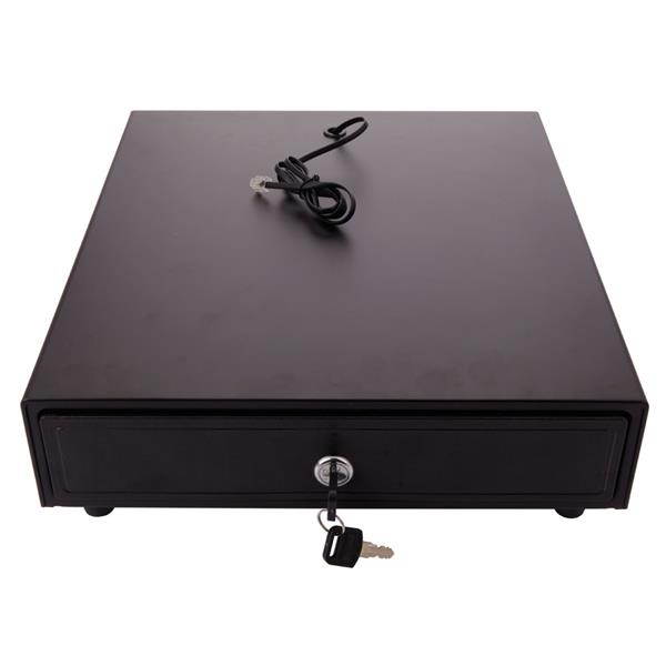 15" Manual Push-Open Cash Drawer, Home Commercial Use 4-Compartment 3 Lock Modes Stainless Steel Cash Box