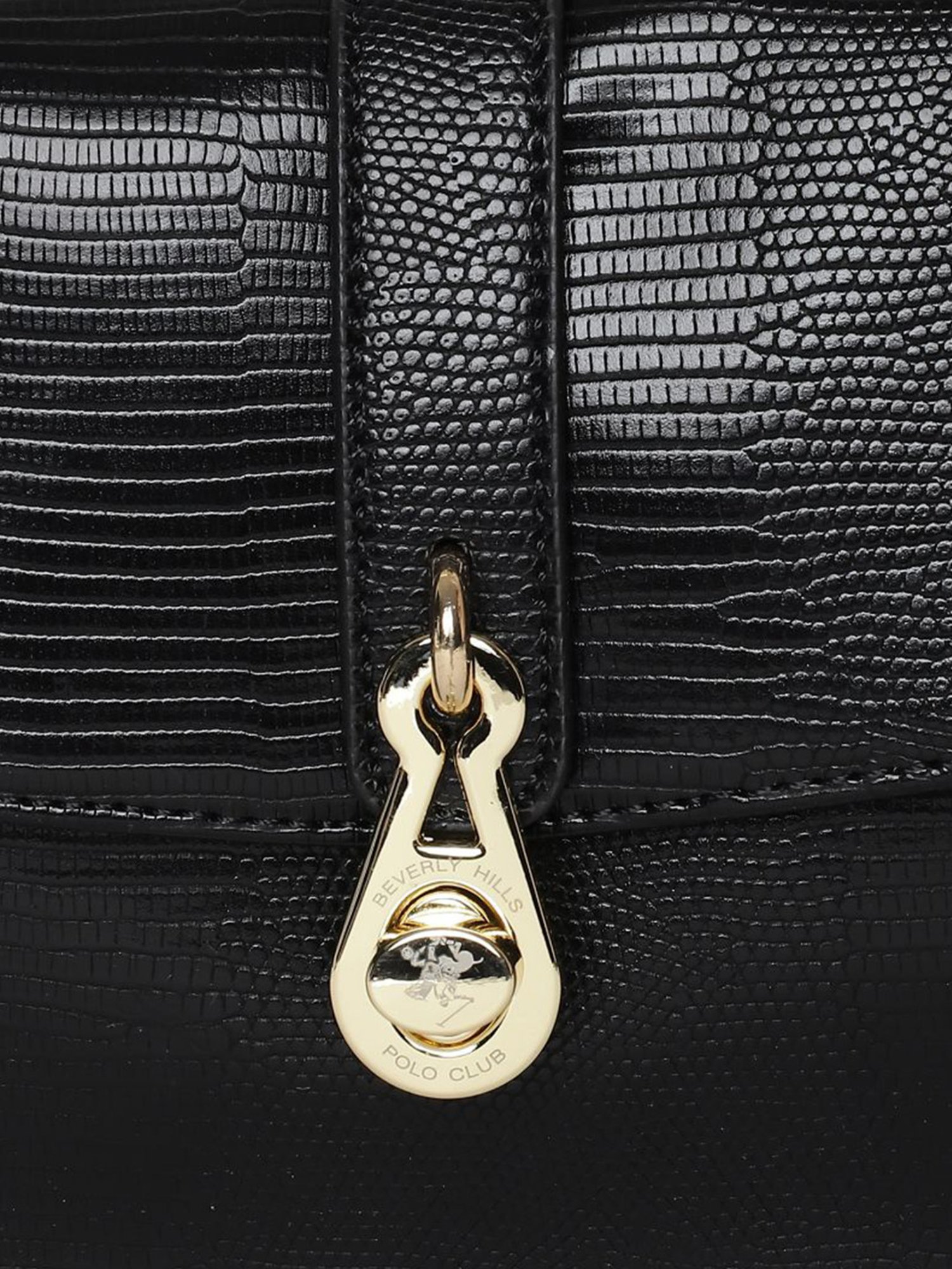 Beverly Hills Polo Club Black Animal Effect Medium Shoulder Bag