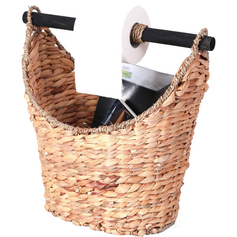 Vintiquewise Rustic Toilet Paper Holder - Magazine Basket