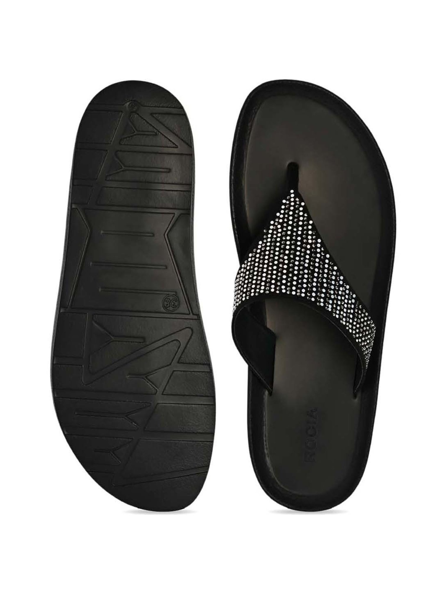 Rocia by Regal Women's Black Thong Sandals