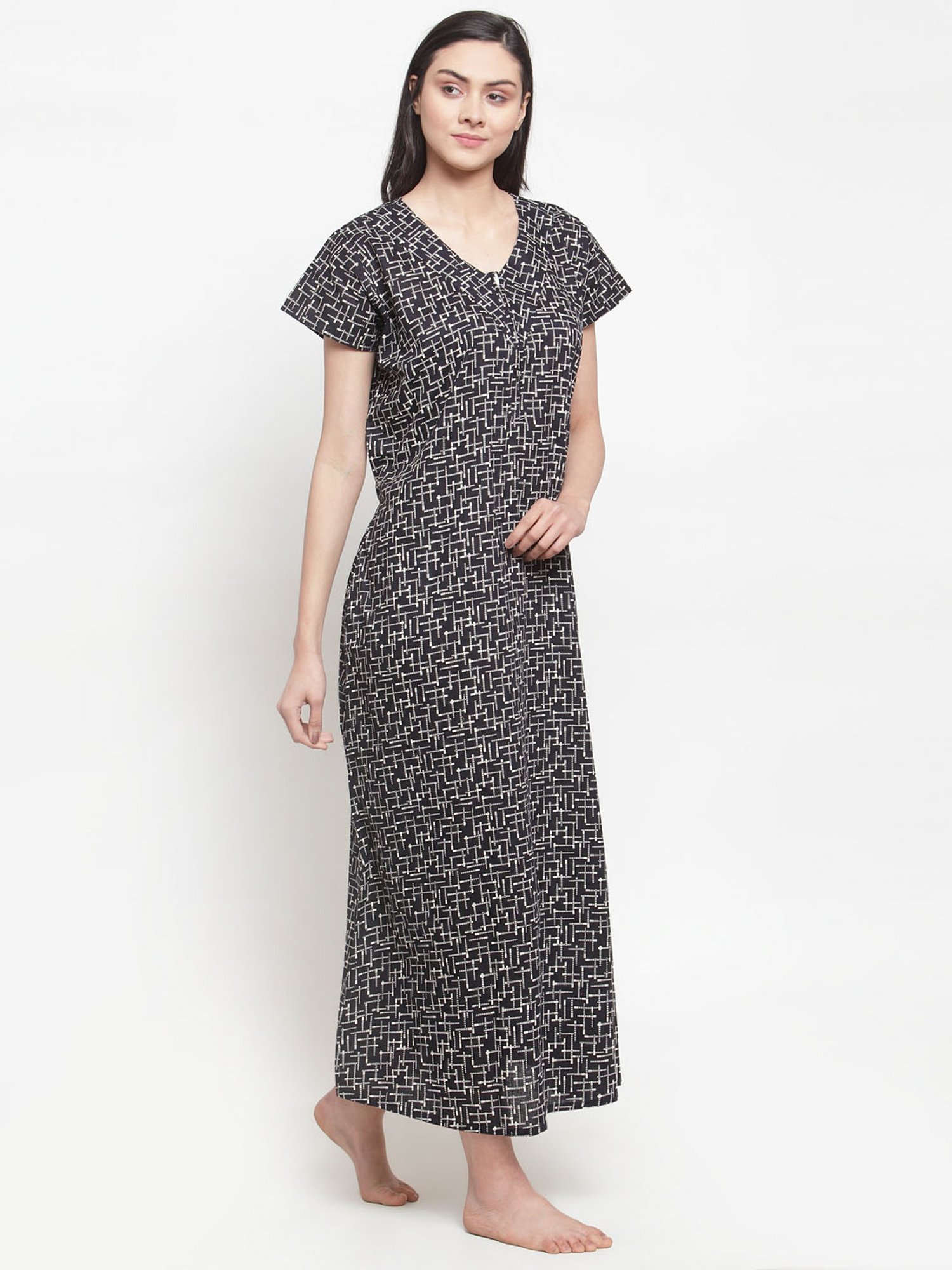 Secret Wish Black Printed Nighty